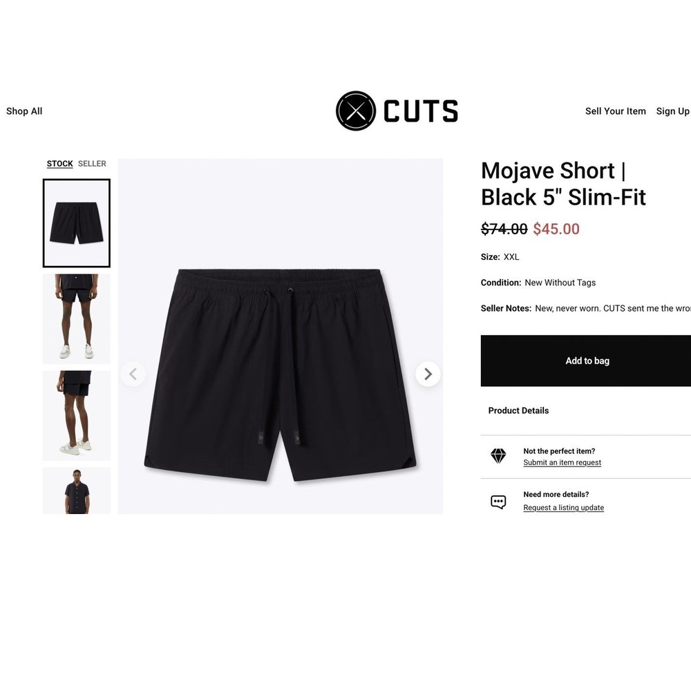 Cuts Clothing Mojave Short XL Blac,